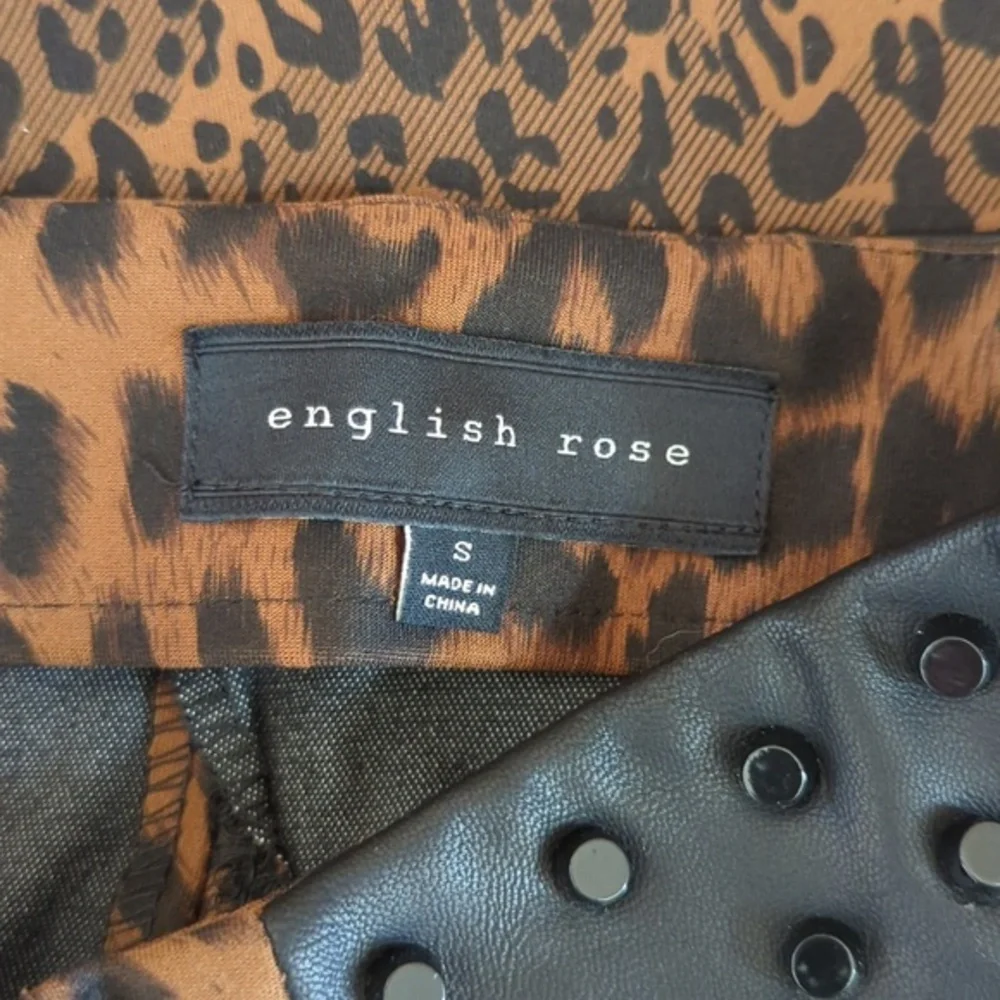 english rose Animal Print Faux Leather Metal Stud Asymmetrical Mini Skirt Small